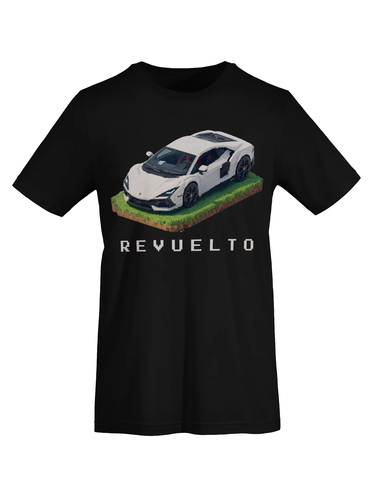 White Lamborghini Revuelto Voxel Art Shirt (Pixel, Retro, Minecraft) product image (7)
