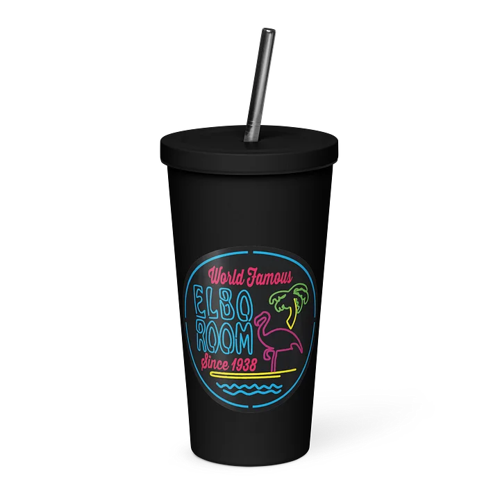 Elbo Room World Famous Neon Flamingo Matte Straw Tumbler | 20oz Black product image (1)