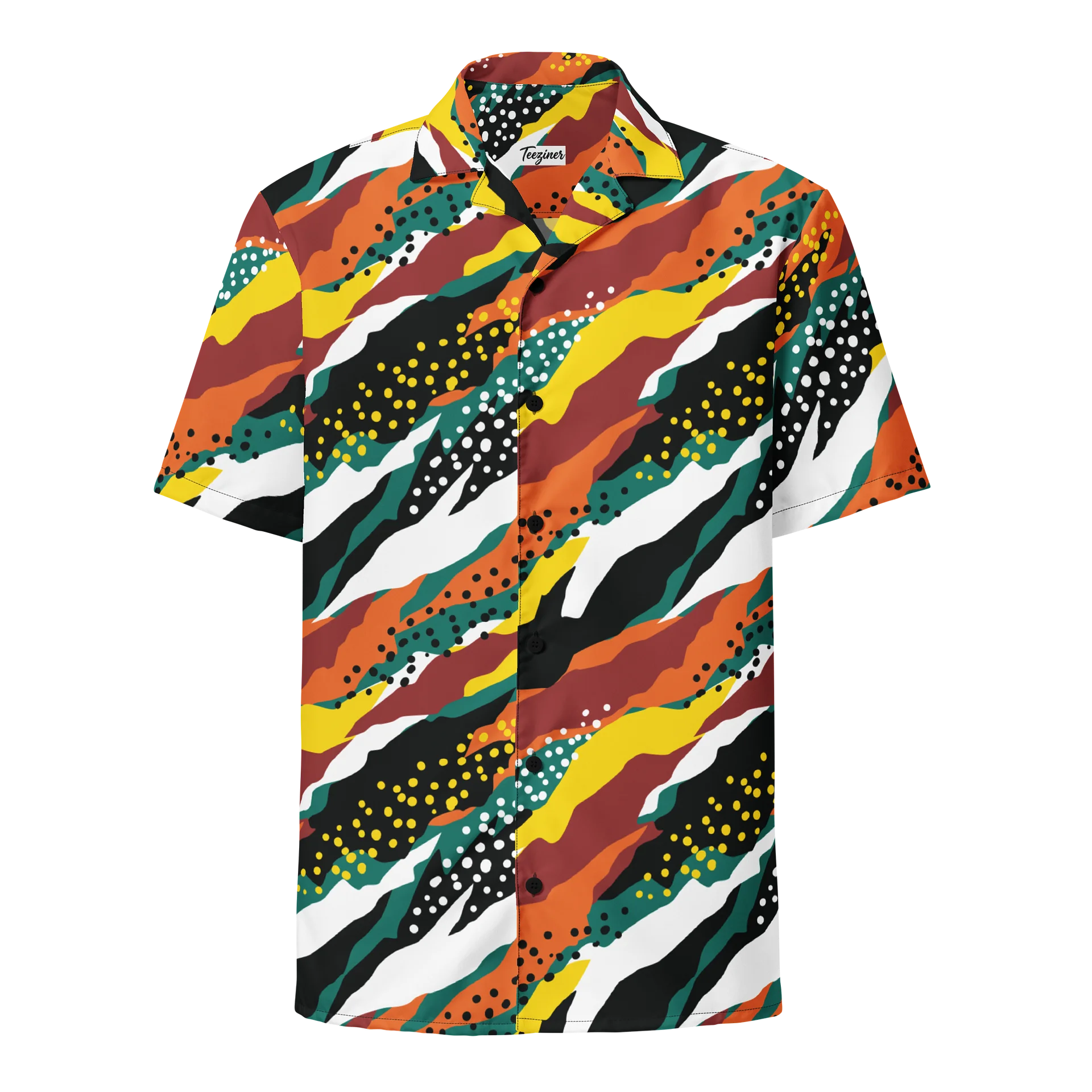 Terracotta & Teal Abstract Safari Pattern | Vibrant All-Over Print Unisex Button Shirt product image (1)
