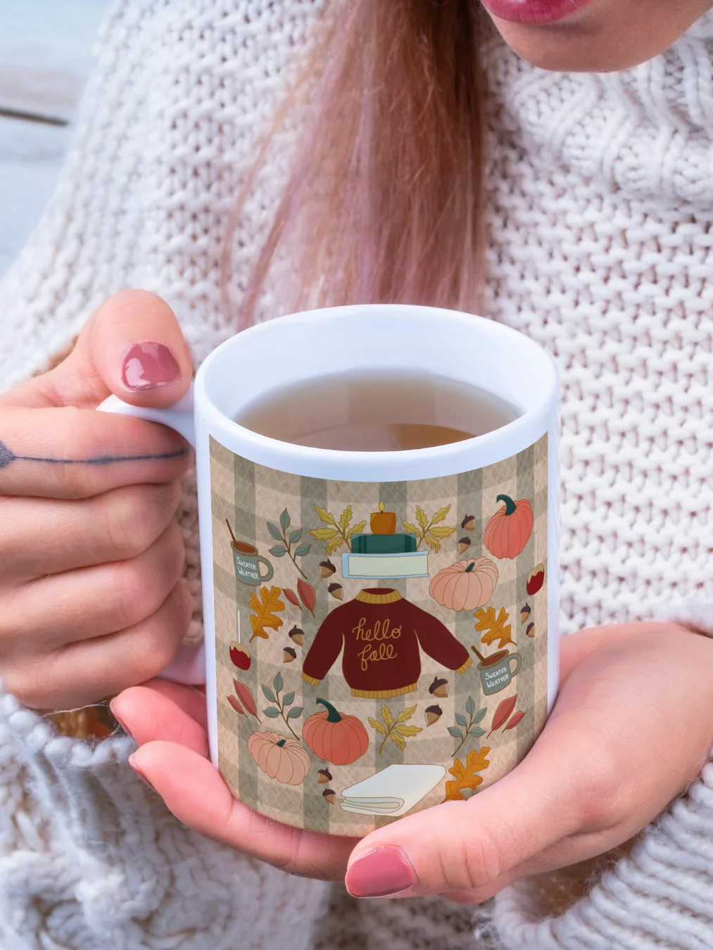 Cozy Fall Design with Gingham Background Mug product image (1)