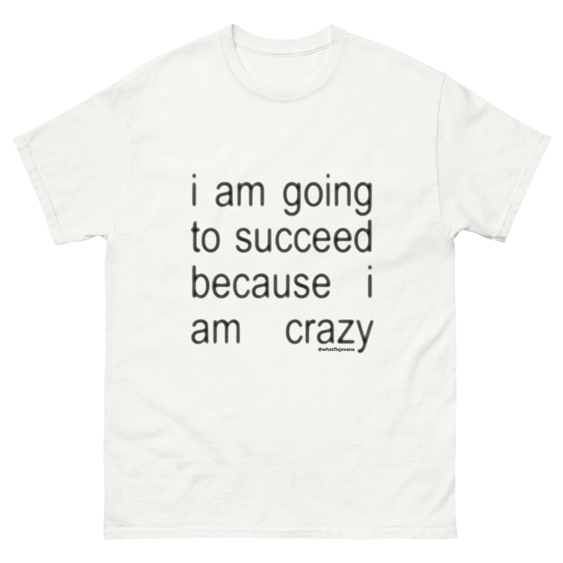 i am going to succeed bc i am crazy tee — white product image (2)