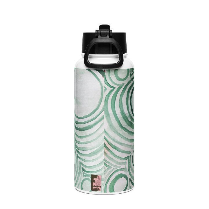 "Green Swirl" Water Bottle With Screw Top And Straw product image (2)