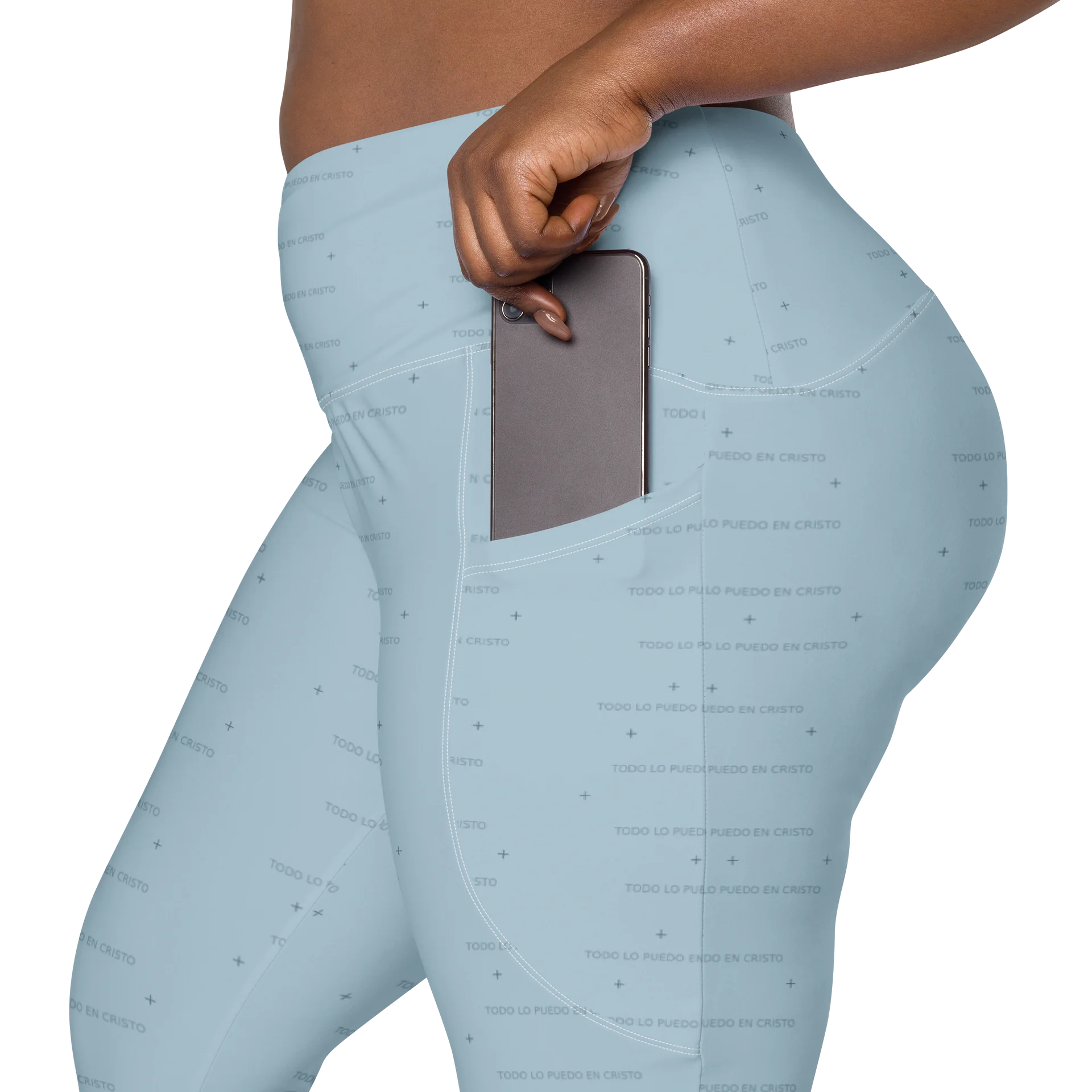 Crossover Leggings with Pockets — Women Who Lift (Baby Blue) product image (12)