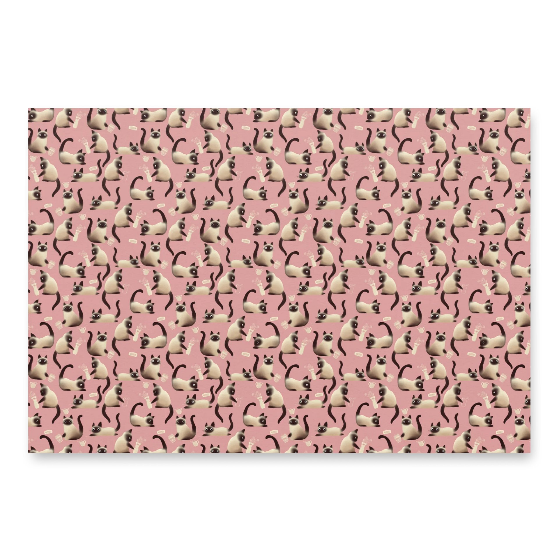Bad Siamese Cats Knocking Stuff Over Wrapping Paper in Pink, 3 Pack product image (3)