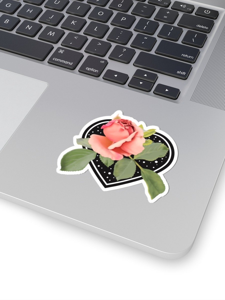 Peach Rose Black Heart Vinyl Decal – Krita Airbrush Art Kiss-Cut Sticker product image (2)