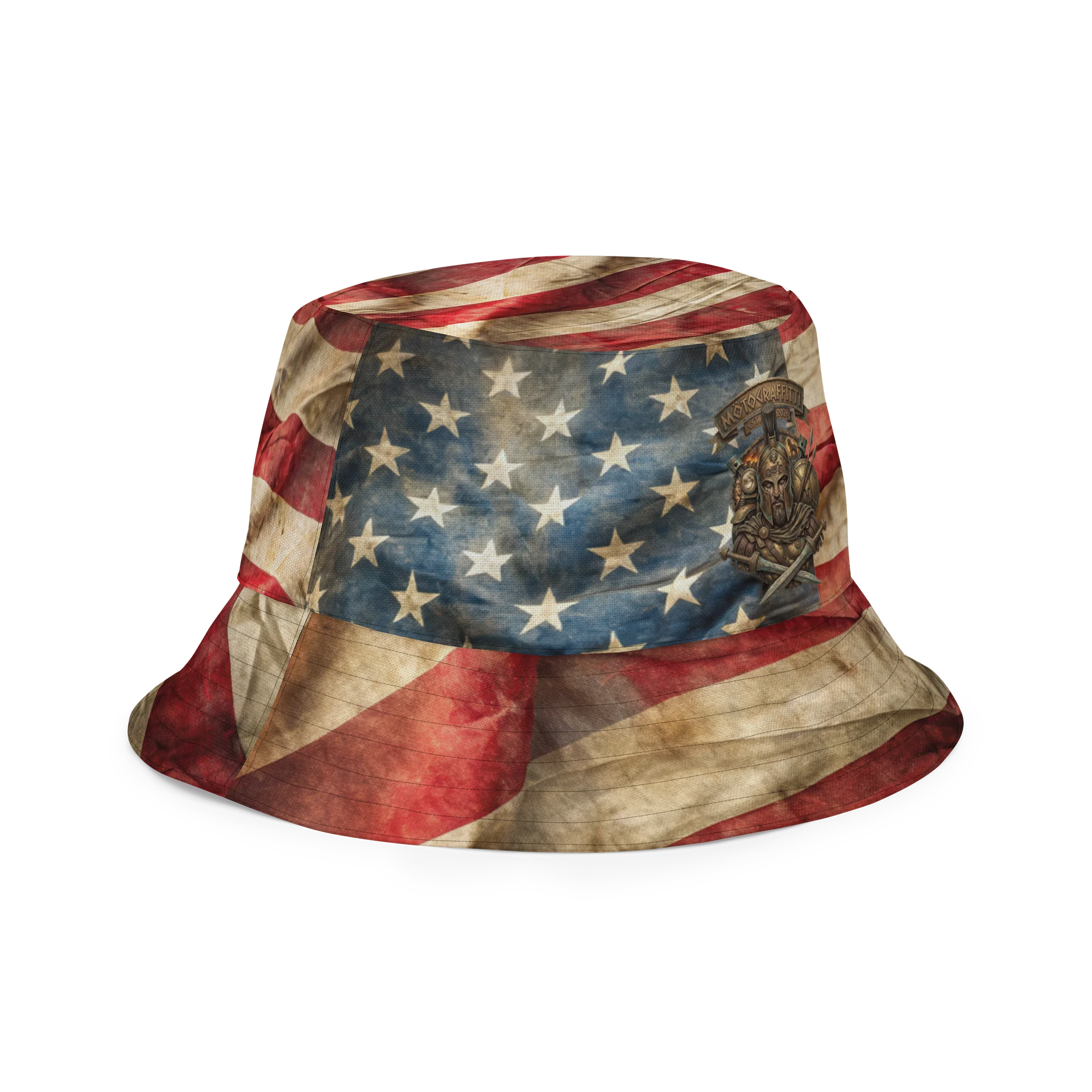 Murican Flag, Faded, MötoGraffitti Logo'd Reversible Boonie Cap product image (3)