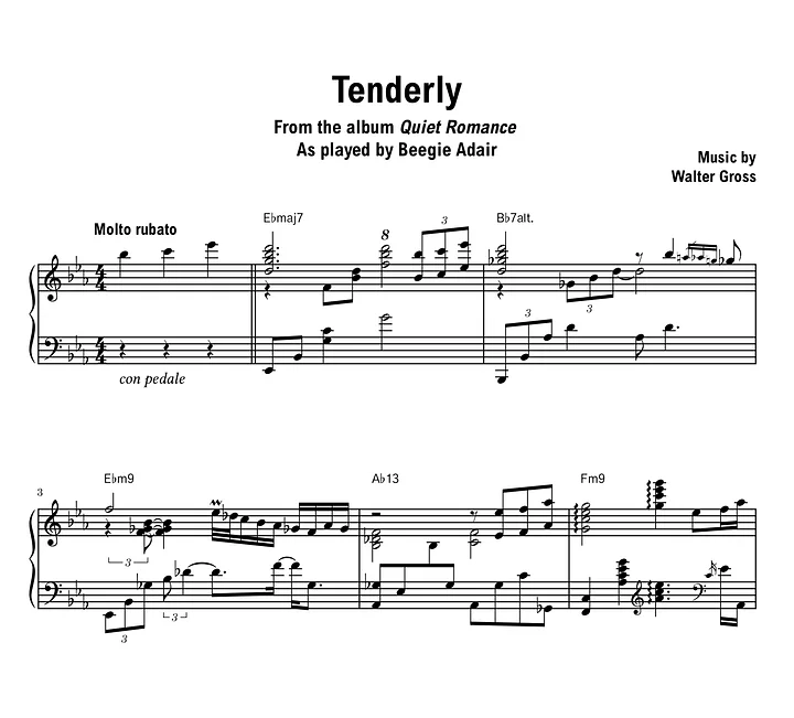 Beegie Adair - Tenderly - Sheet music (PDF) product image (1)
