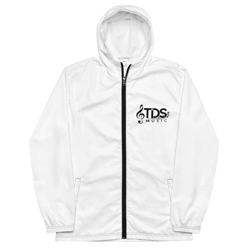 TDS Music Unisex Lightweight Water-Resistant White Windbreaker Jacket product image (3)