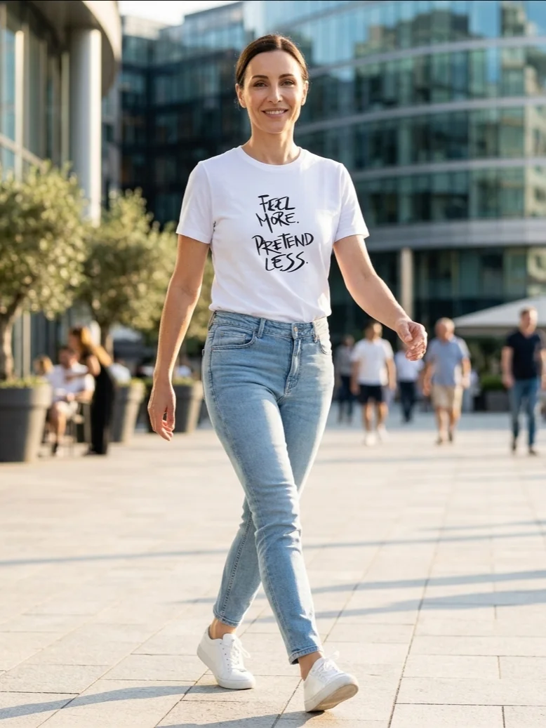 Feel More Pretend Less T-Shirt | Mindful Quote Tee | Self Expression Shirt product image (4)