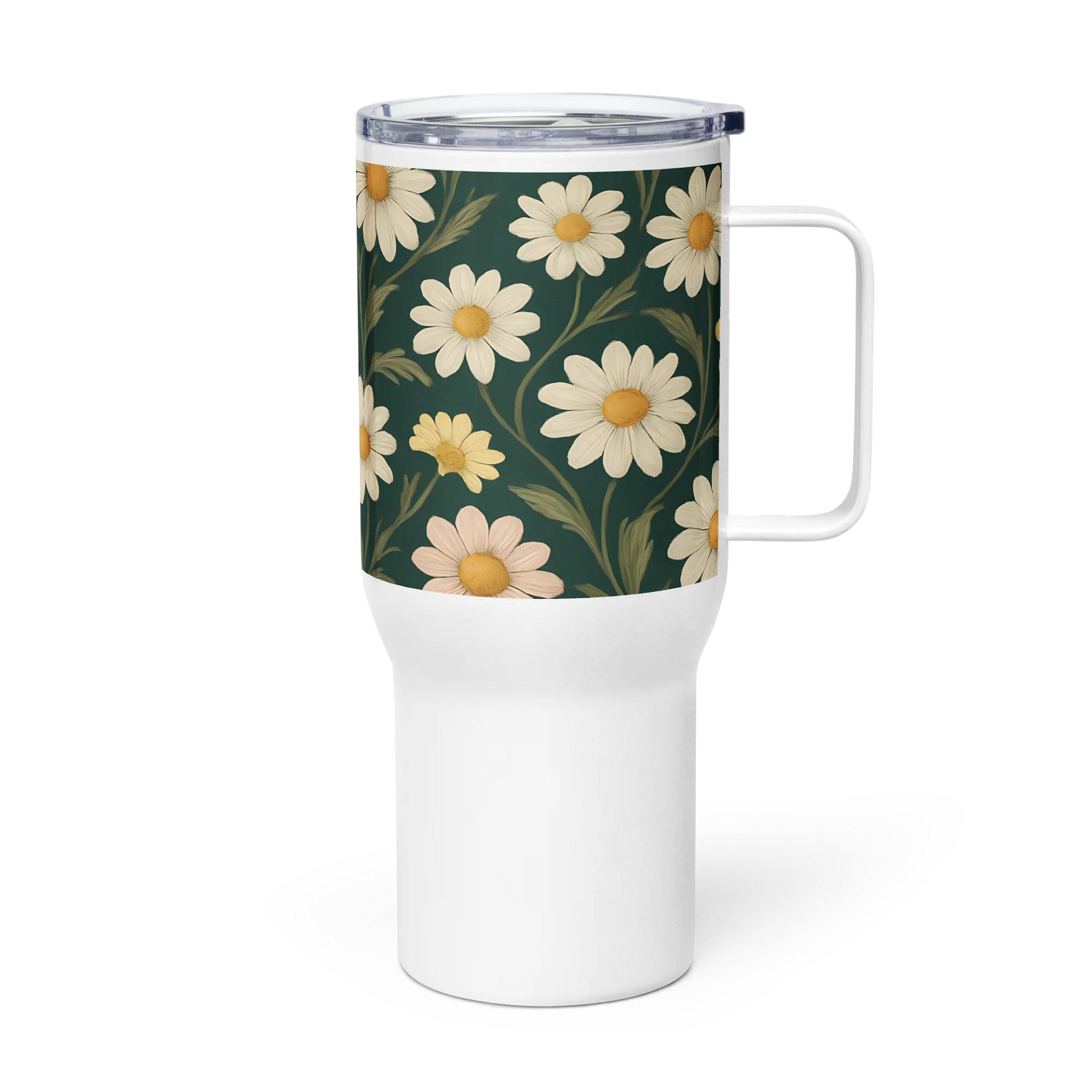 Daisy Bloom Travel Mug with Handle – 25oz / 40oz Floral Coffee Tumbler product image (3)