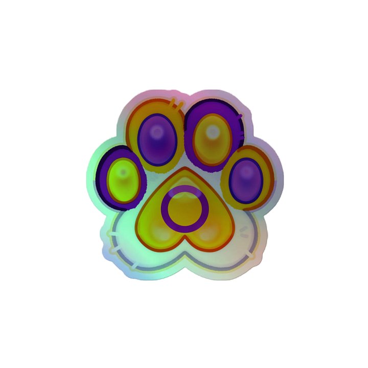 Intersex Pride Paw Print Holographic Kiss Cut Sticker product image (2)