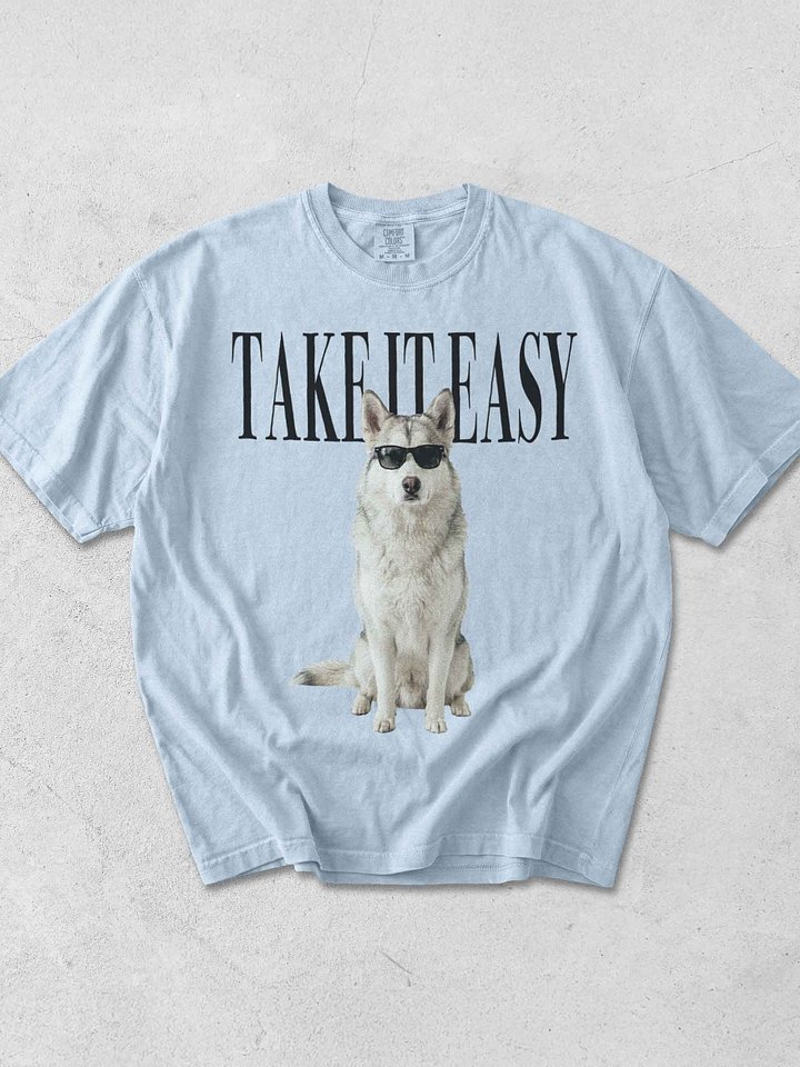 Take It Easy '90s Pop Vintage-Style T-Shirt for Alaskan Malamute(Black & White) Owners product image (1)