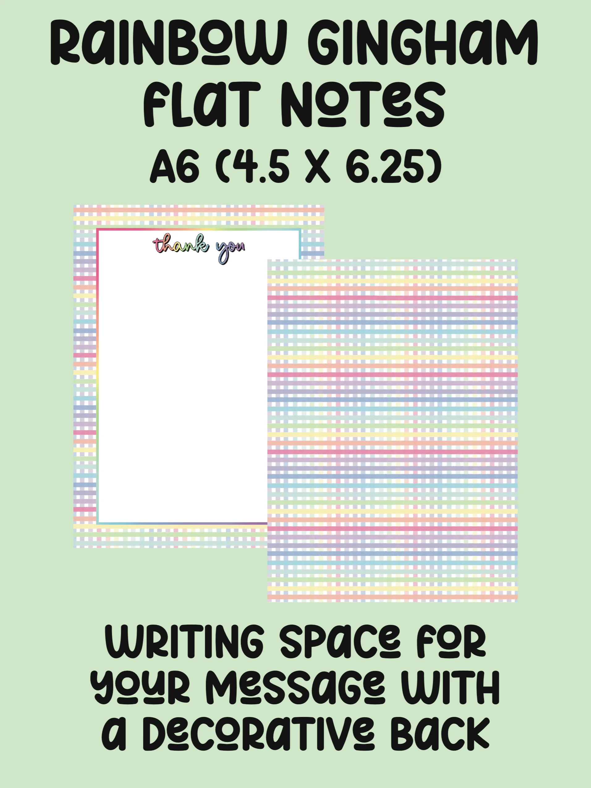 rainbow gingham flat notes product image (1)