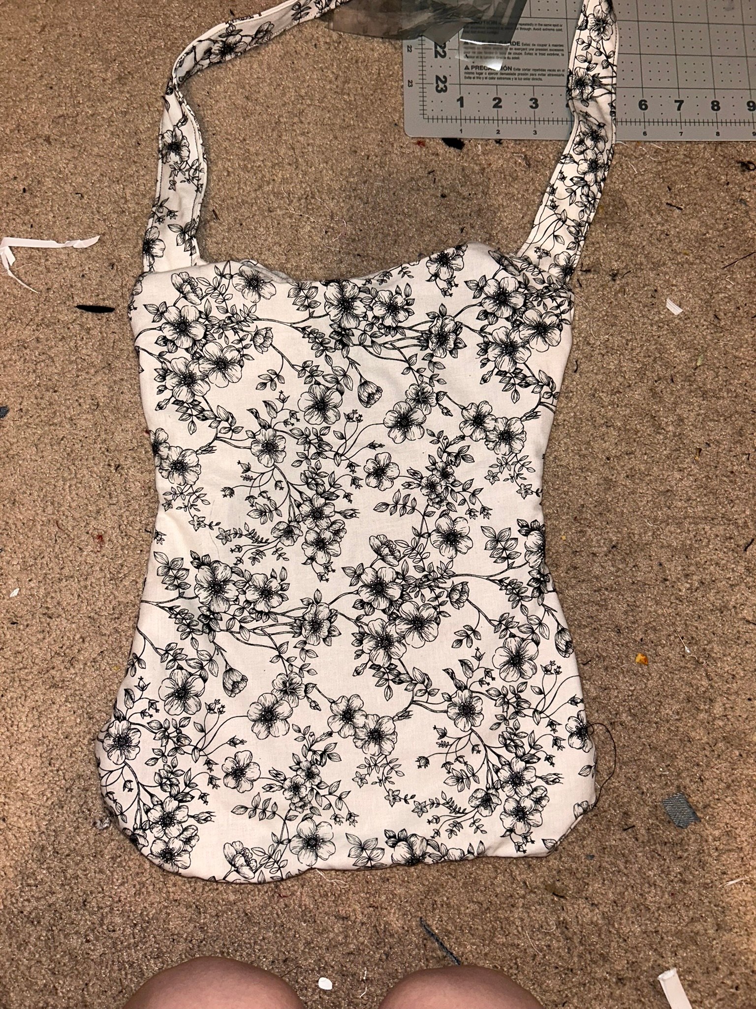 Black and white floral guitar shaped tote product image (2)