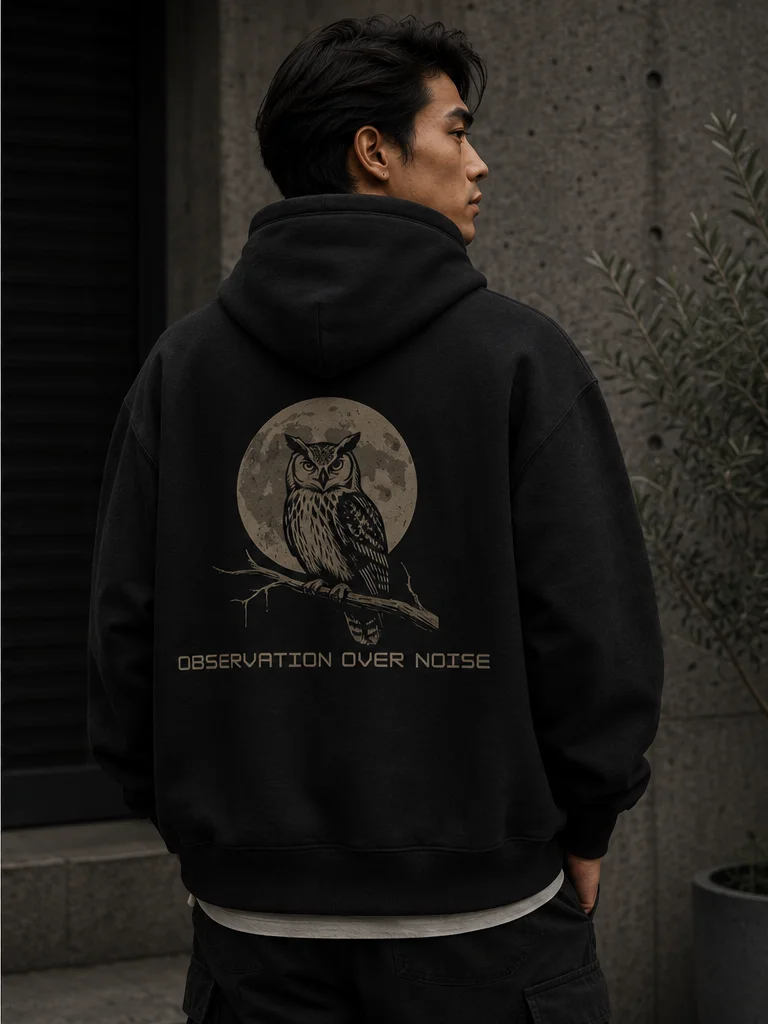 Observation Over Noise | Vintage Gothic Owl Hoodie product image (4)