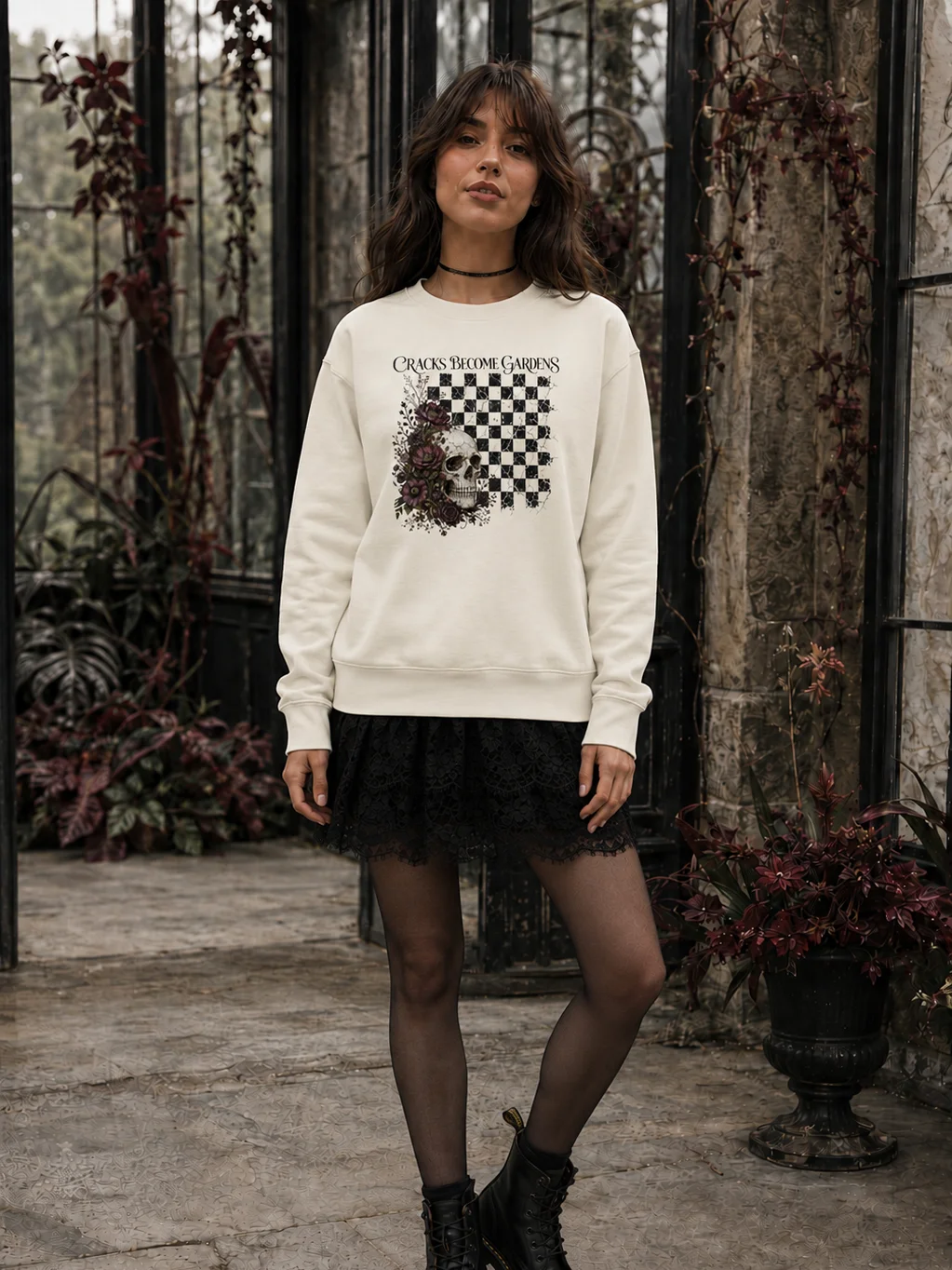 Cracks Become Gardens Gothic Floral Sweatshirt | Cotton Heritage Premium Sweatshirt product image (128)