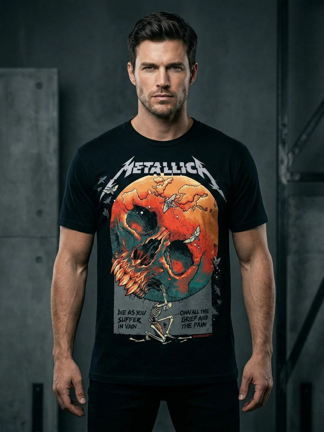 Metallica Atlas Rise T-Shirt Luke Preece Skull Globe Dark Art | WorldWired Tour 2019 Heavy Metal Graphic Tee | Hardwired Collector Shirt product image (1)
