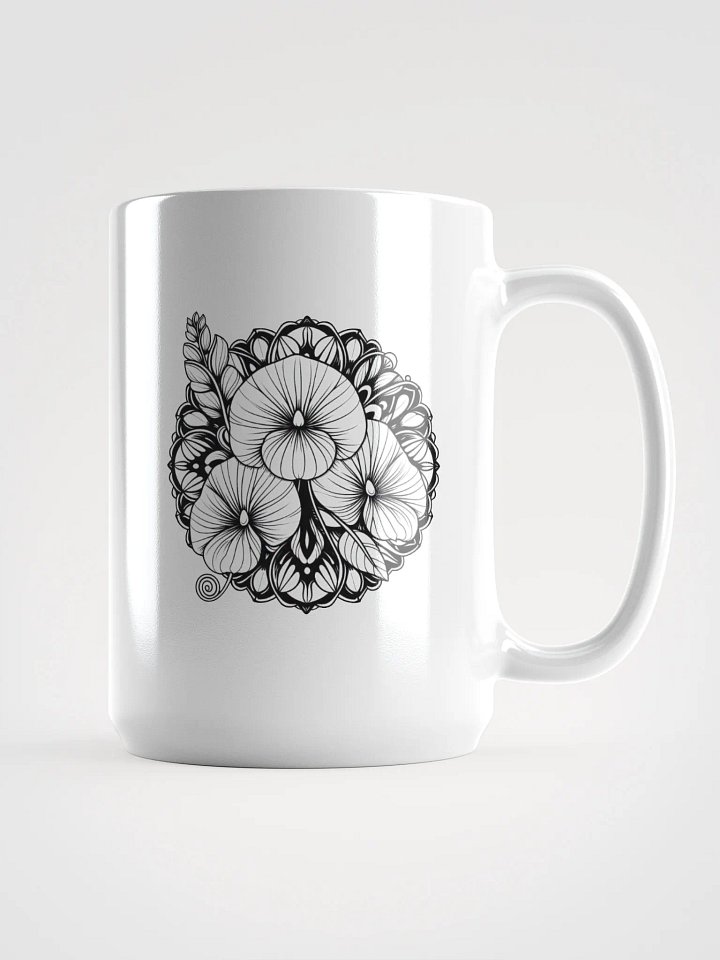 White Glossy Mug with Floral and Mandala Print – Unique Design for a Bold Look! product image (1)