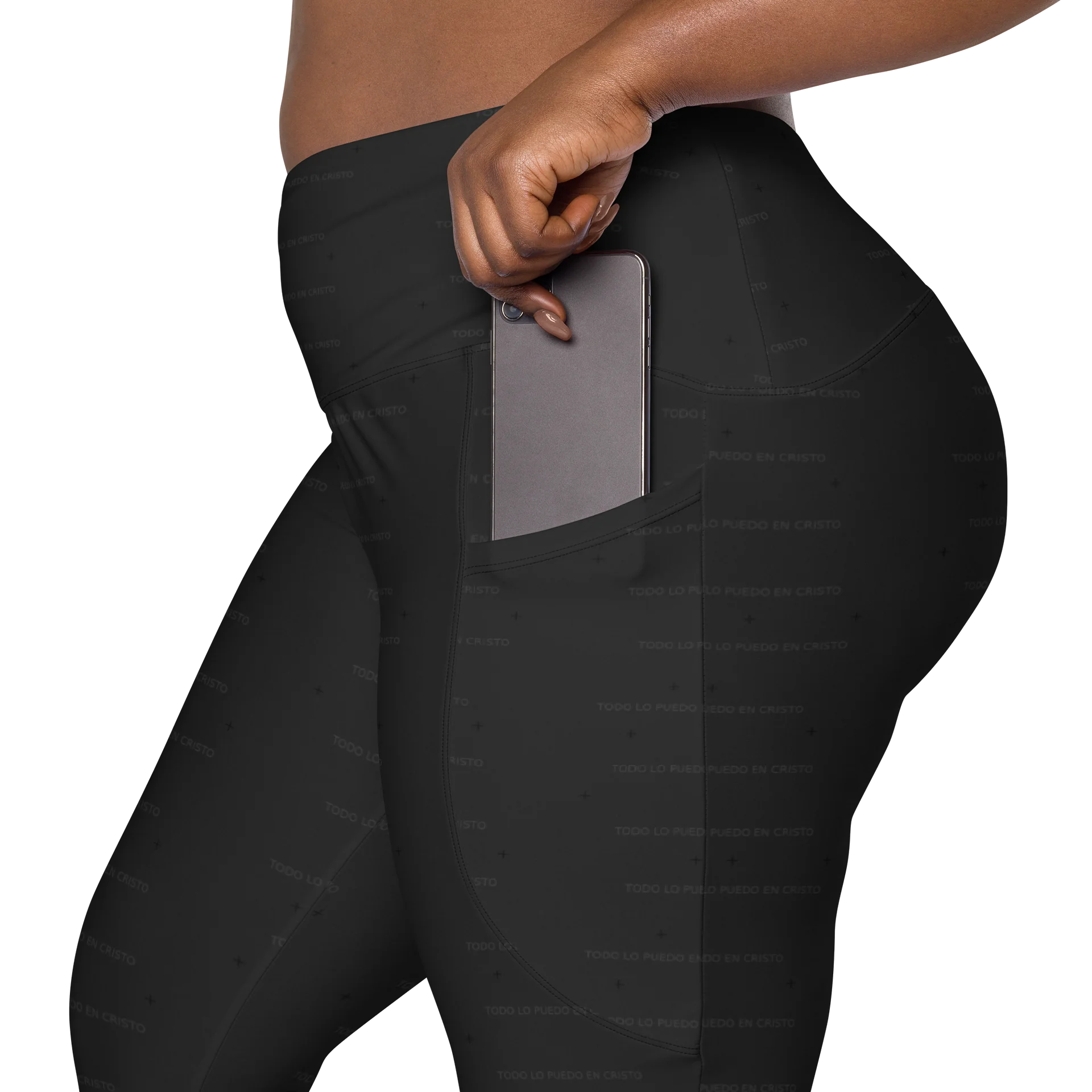 Crossover Leggings with Pockets — Women Who Lift (Black) product image (8)