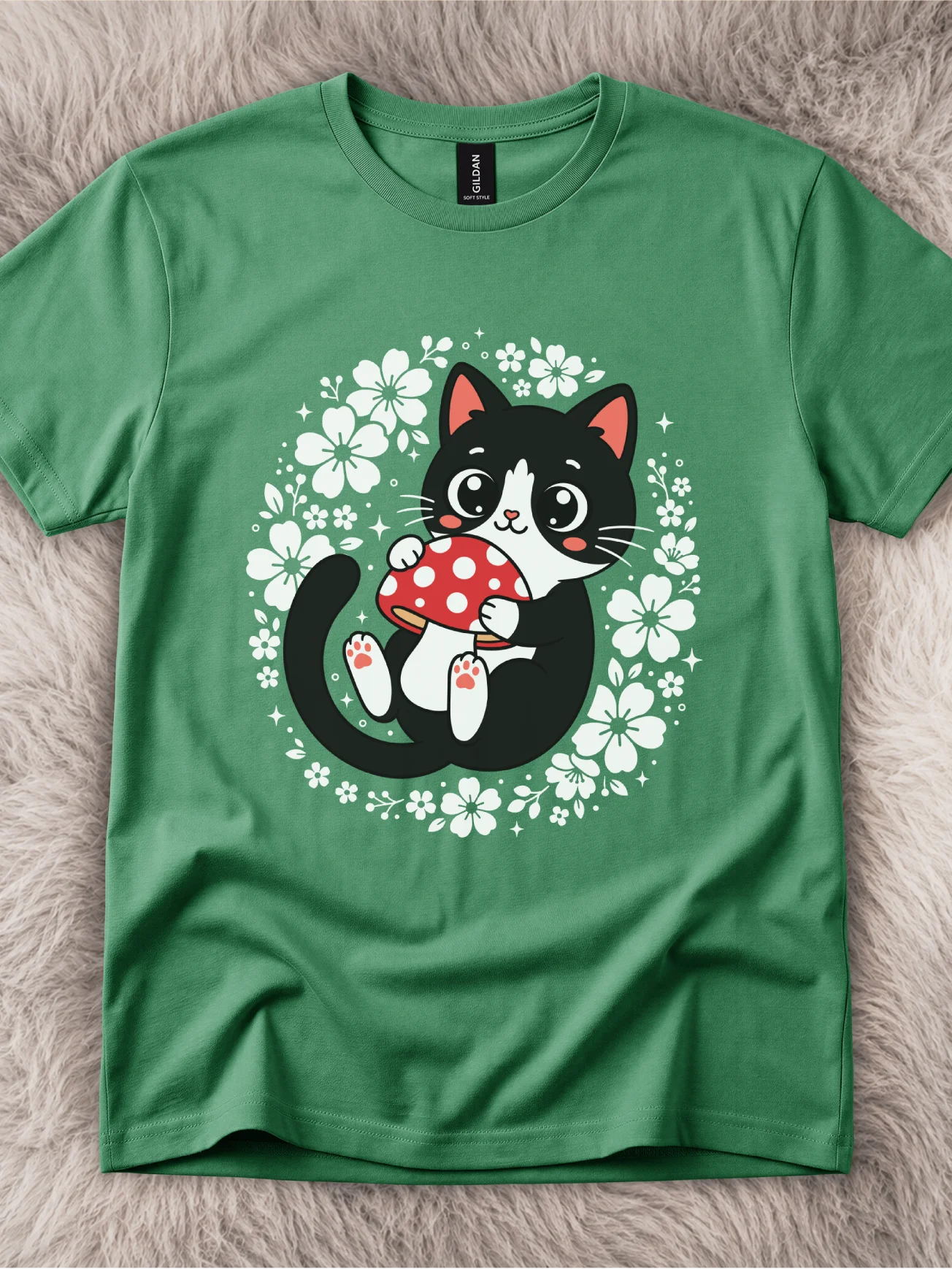 Mushroom Lover Tuxedo Cat Shirt product image (1)