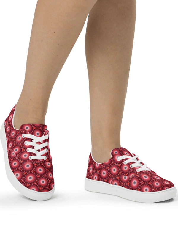 Red Floral Kaleidoscope Women's Canvas Shoes product image (5)