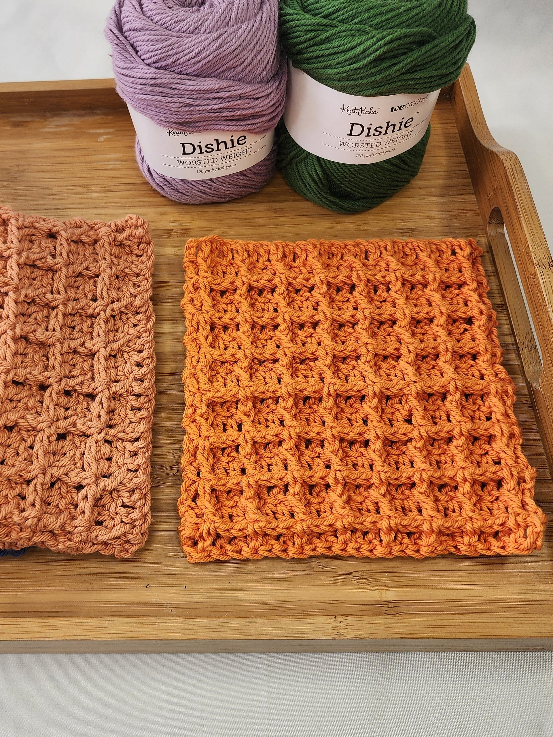 Crochet Cotton Dish Cloths 2-Pack: Waffle Stitch Kitchen Washcloths product image (6)