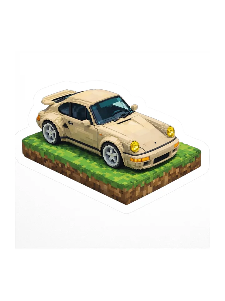 Grey Porsche 964 Ruf Automobile Ultimate "Wolf" Voxel Art Sticker (Pixel, Retro, Minecraft) product image (1)