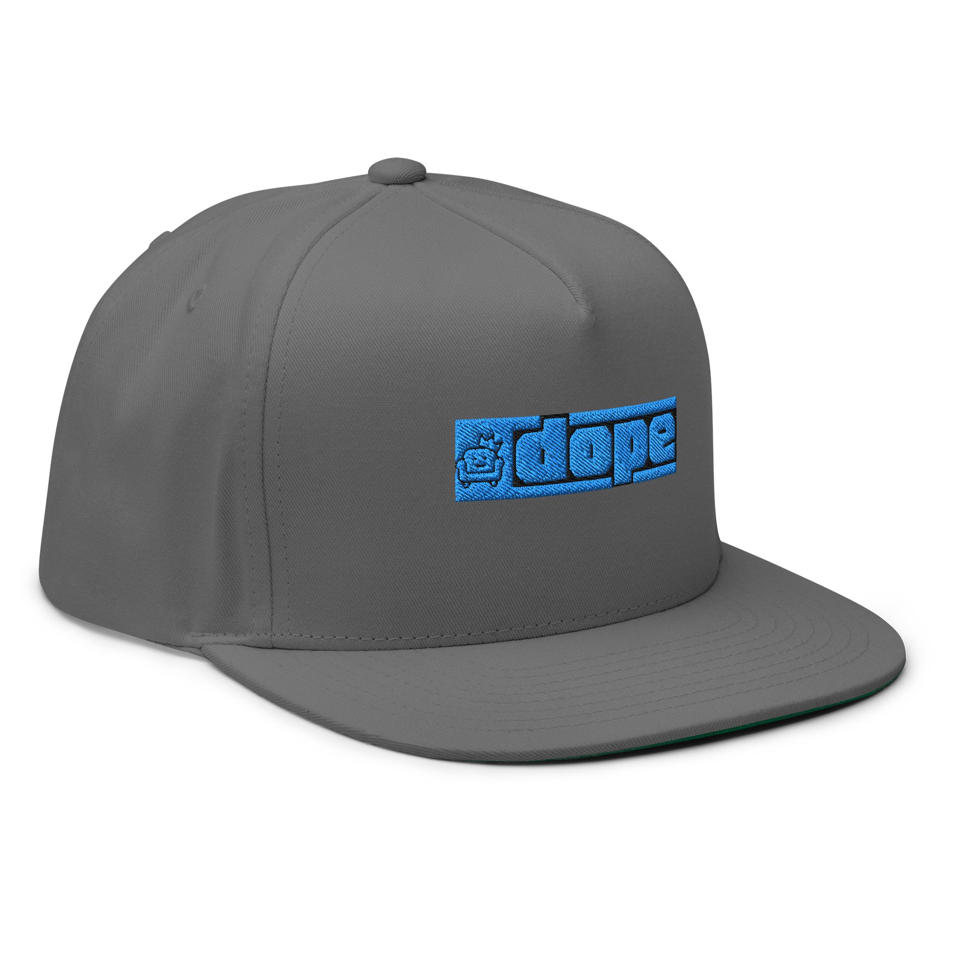 Gray Flat Brimmed Hat Blue Logo product image (4)