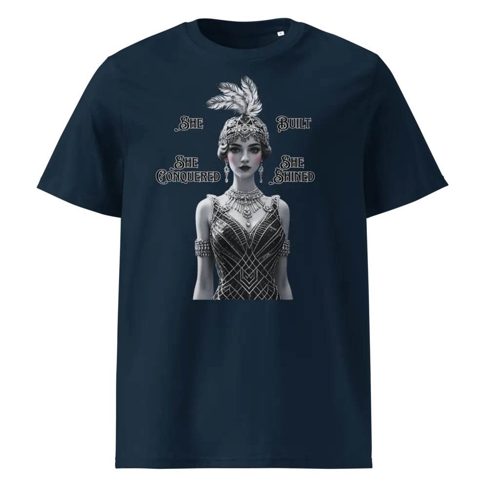She Built, She Conquered, She Shined – 1920s Glamour Organic Cotton T-Shirt product image (25)