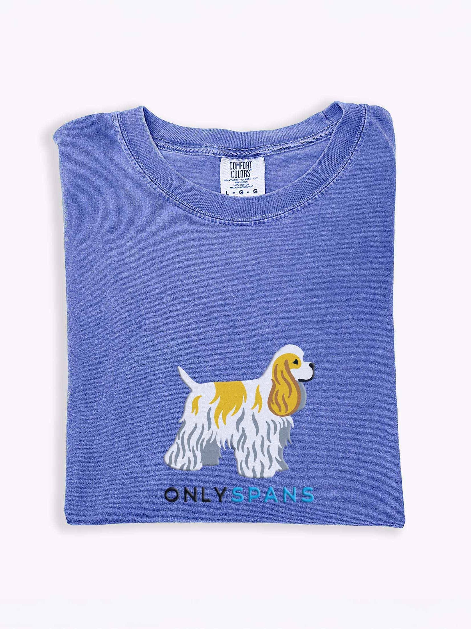 Only Spans T-Shirt(Embroidered) of an American Cocker Spaniel(Lemon & White) product image (1)