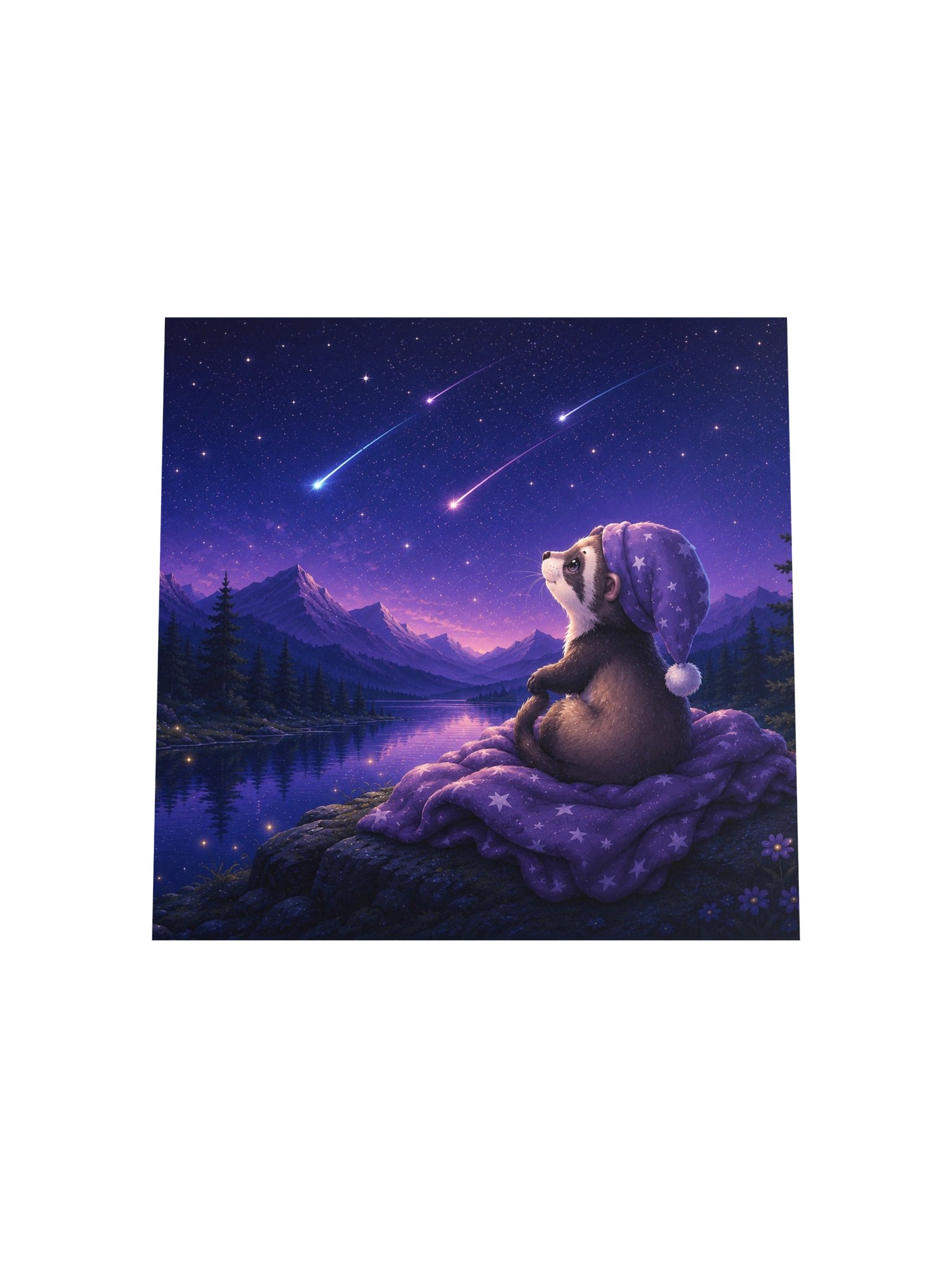 Dream Star Ferret Square Art Print | Moonlit Dreams product image (4)