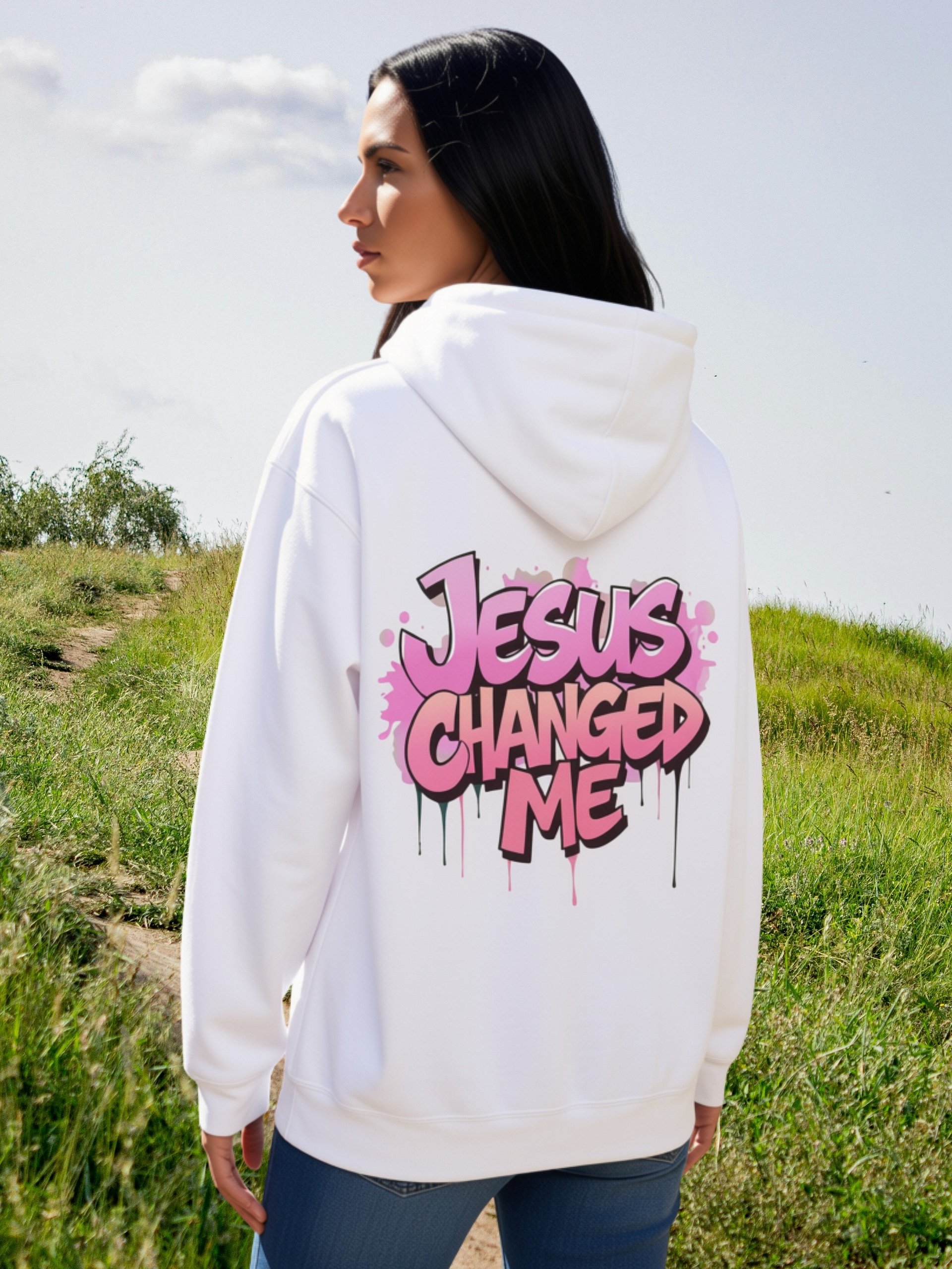 Jesus Changed Me Pink Graffiti Hoodie product image (1)