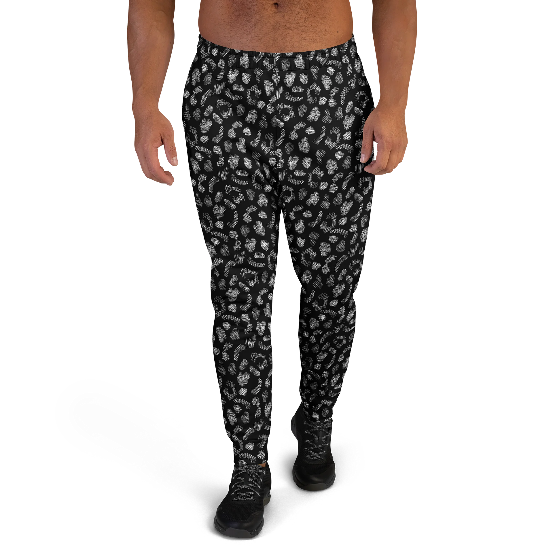Comfortable Recycled Men's Joggers with Bold Black Leopard Print product image (2)