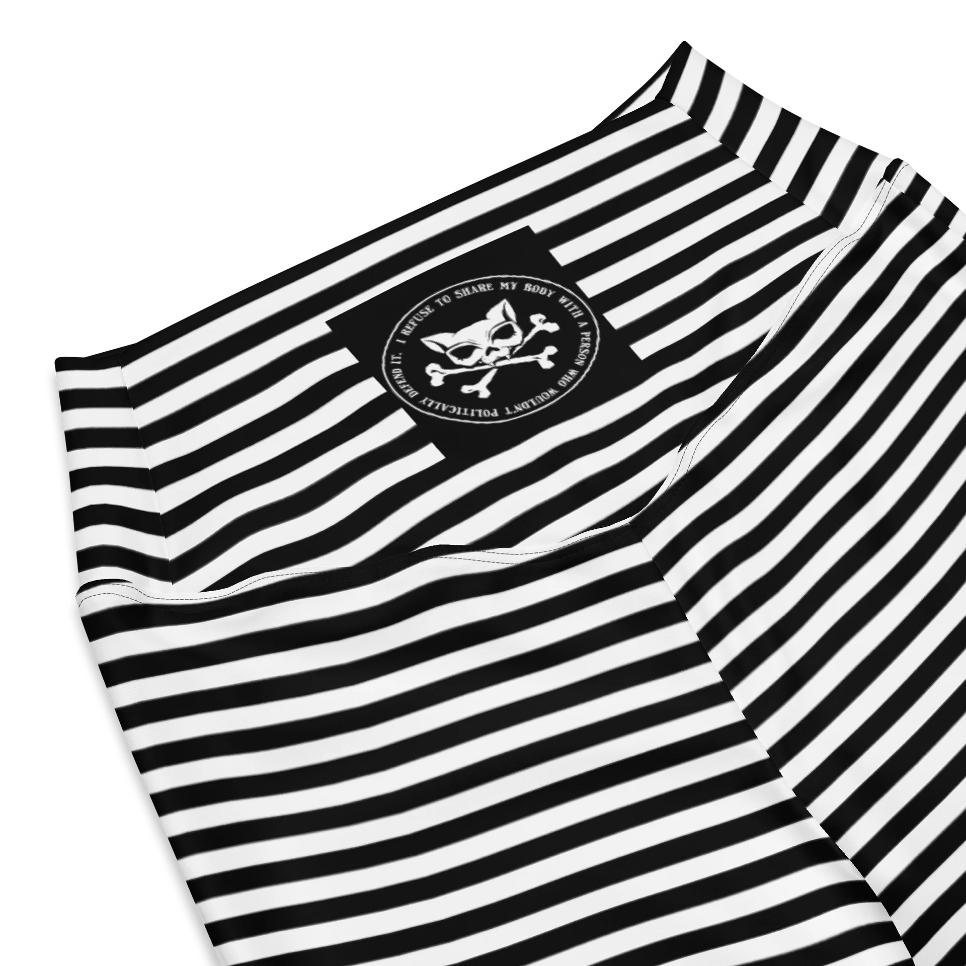 White and Blaque Stripped Kat Skull Flares product image (8)