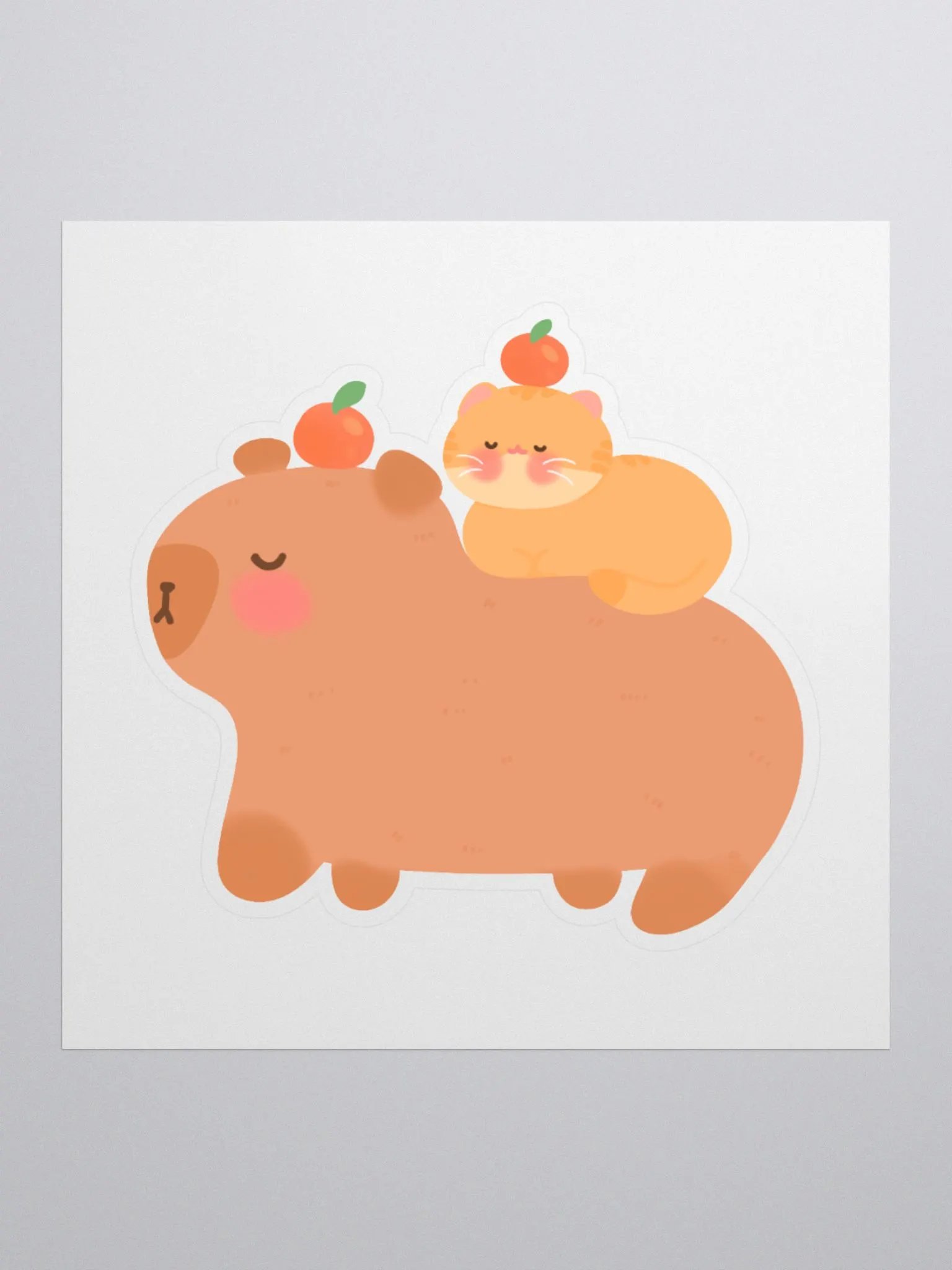 Capybara & Orange Cat Adventures Vinyl Sticker product image (1)