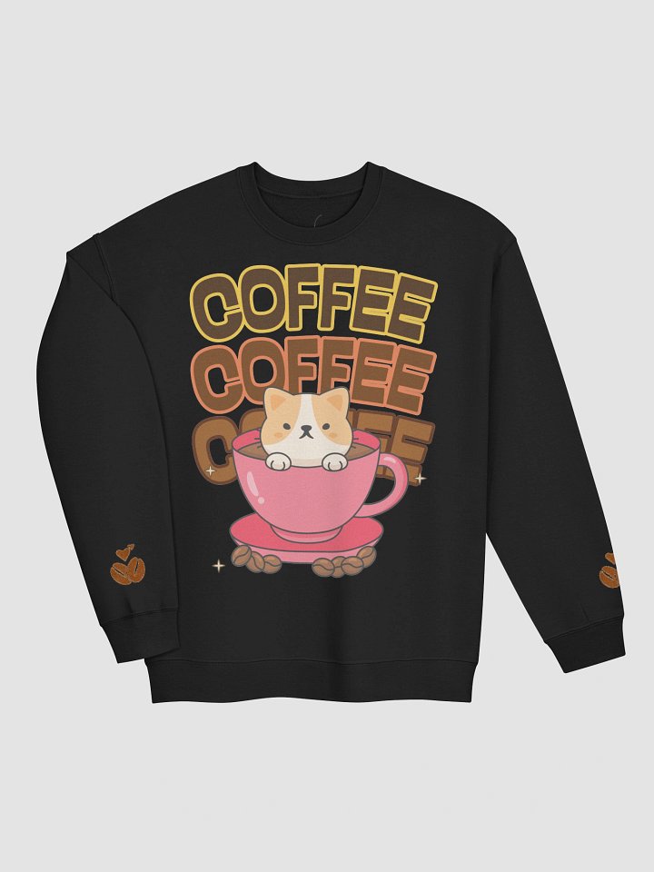 Coffee Cat Crewneck Sweatshirt | Relaxed Fit Cozy Crewneck Sweatshirt product image (1)