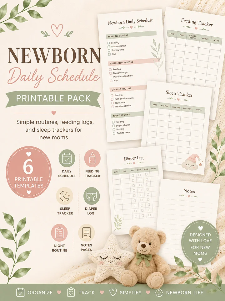 Newborn Daily Schedule Printable Pack product image (1)