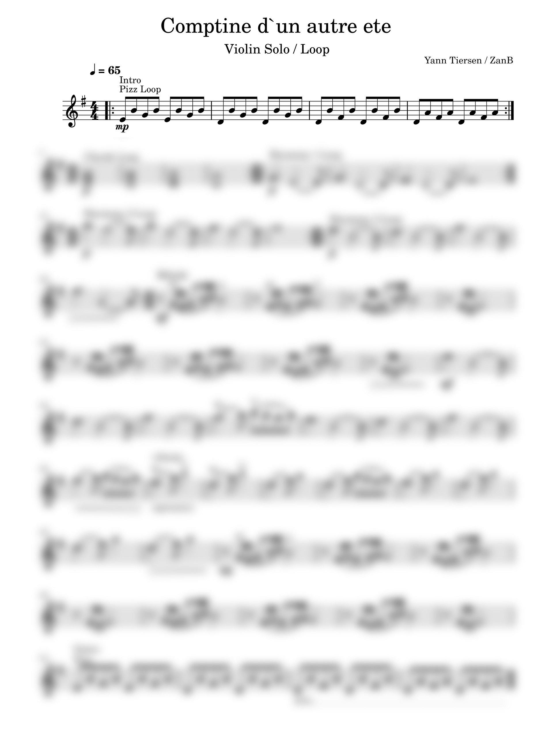 Yann Tiersen - Comptine d'un autre ete (Violin Solo) product image (1)