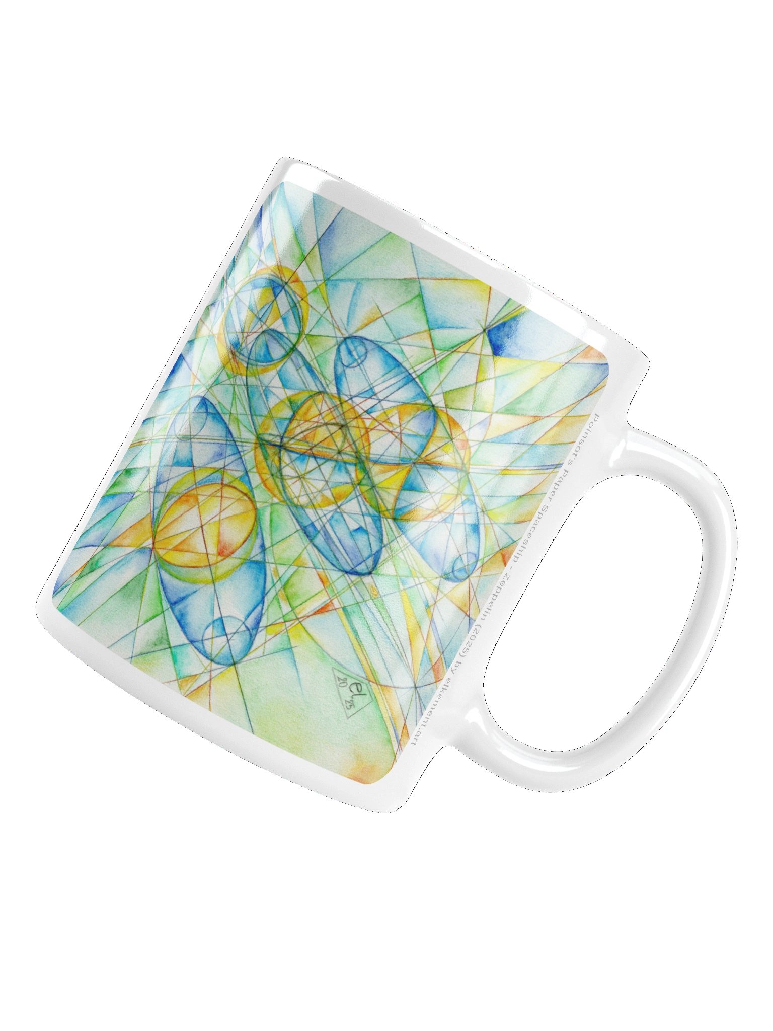 Poinsot's Paper Spaceship 1+2 - Gyroscope Physics Geometric Drawings Mug product image (7)