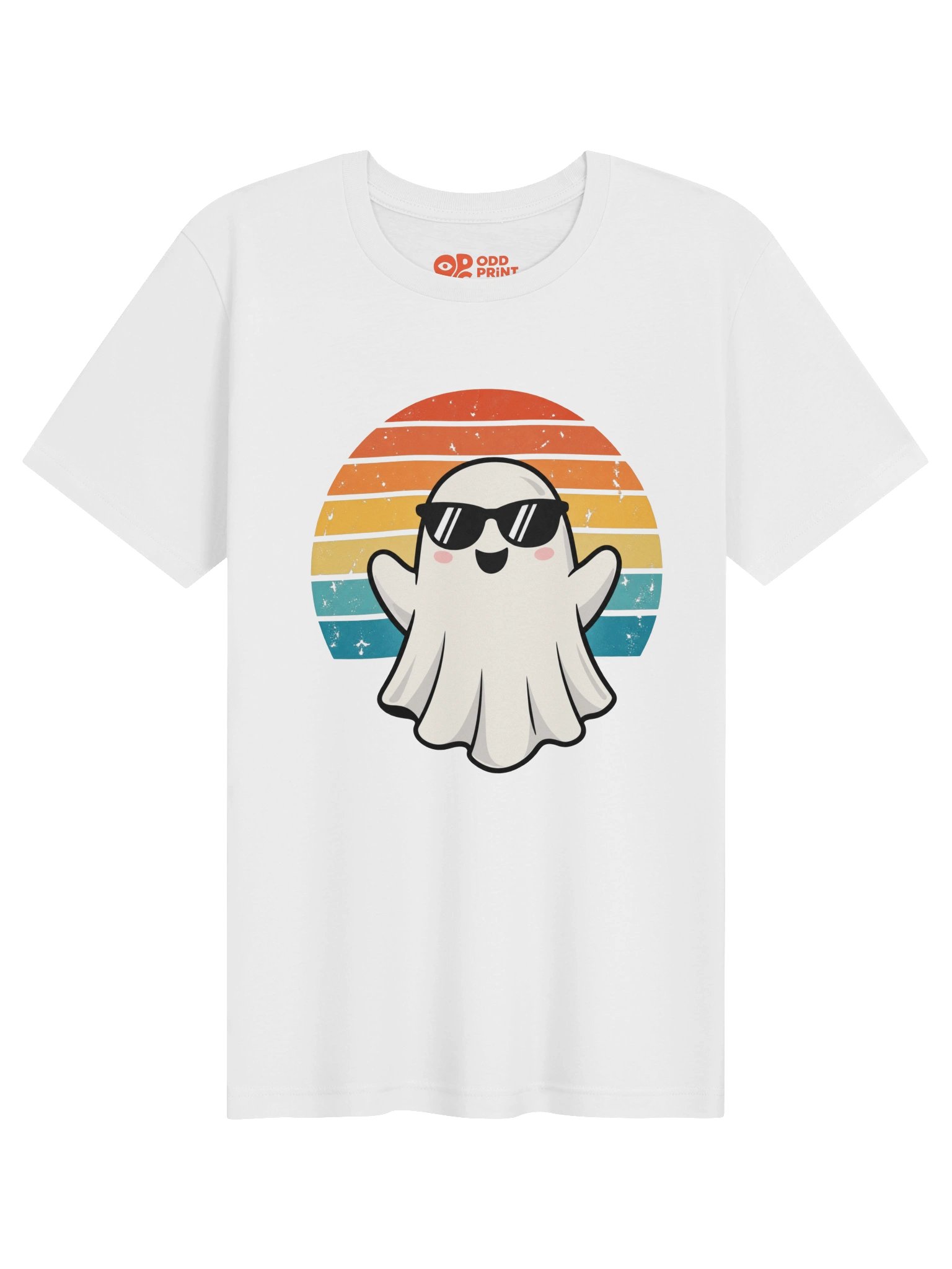 Retro Ghost Halloween T-Shirt – Sunglasses & Sunset product image (1)