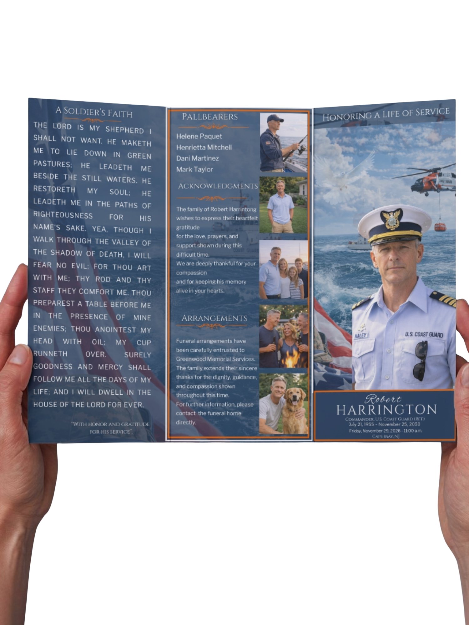 Coast Guard Lifesaving Hero Funeral Program Template for Canva product image (4)