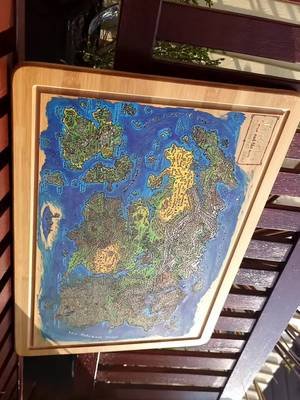 Tamriel and the Summerset Isles - Map from the Elder Scrolls setting 📜 🔥  Handmade This is a pyrography map I made last year which took around 50 hours of burning and more for prep and polishing.  This was deffinotly the most densely populated one I have done with the various icons, cities, location names and sceney.  The level of setail made it difficult to read from a distance when hung on a wall so I felt it was the best Map for me to try out my colouring skills.    I used a mix of water colours, basic circle paints, paint pens and pencils. #elderscrolls #tamriel #pyrography #handmade #painting 