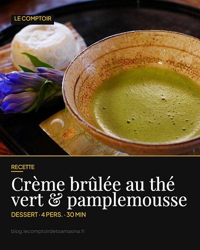 Le croquant du caramel, la douceur du thé vert, un zeste de pamplemousse : cette crème brûlée joue sur tous les tableaux. 🍮

...