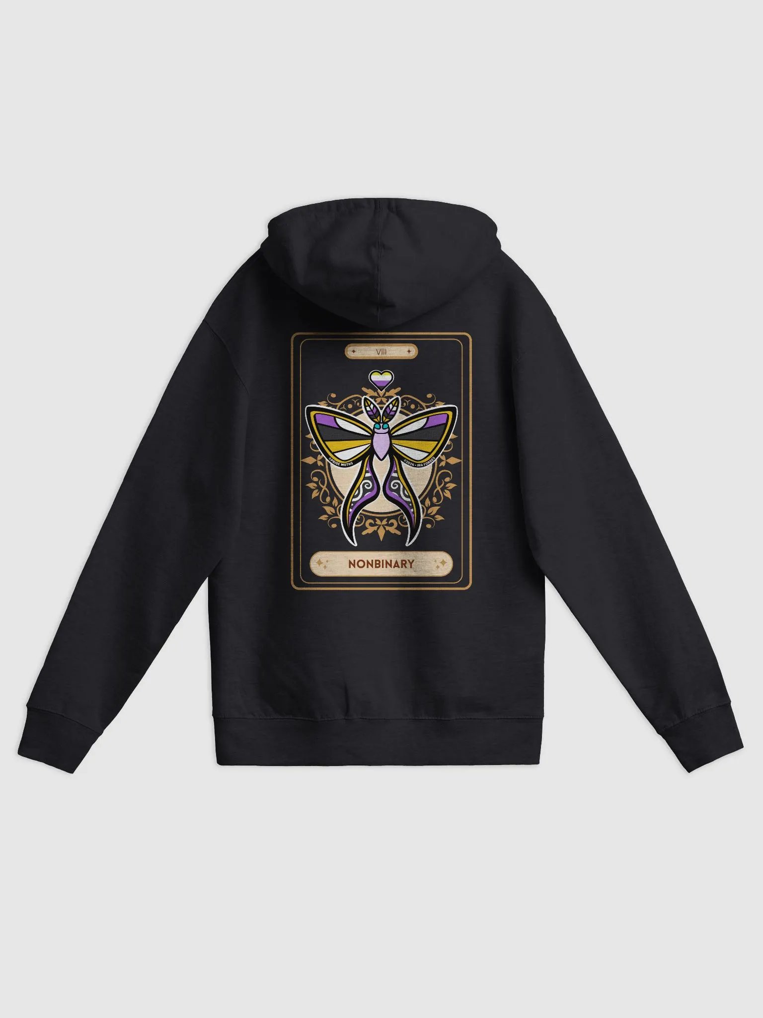№ 8 | NONBINARY PRIDE MOTH | TAROT CARD STYLE | ZIP-UP HOODIE product image (1)