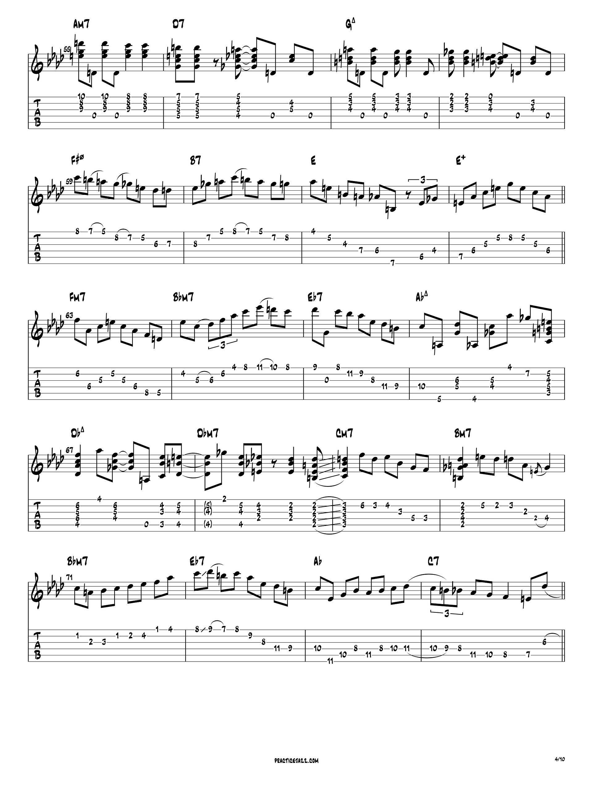 Joe Pass - All the things you are (Virtuoso) - Complete Guitar Solo Transcription (PDF) product image (4)