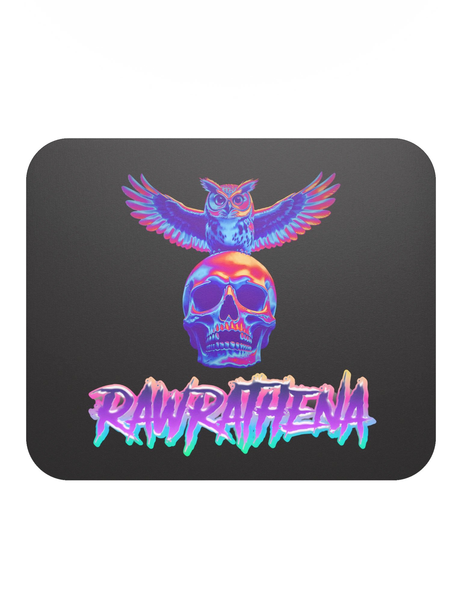 Neon Owl Skull Mouse Pad product image (2)