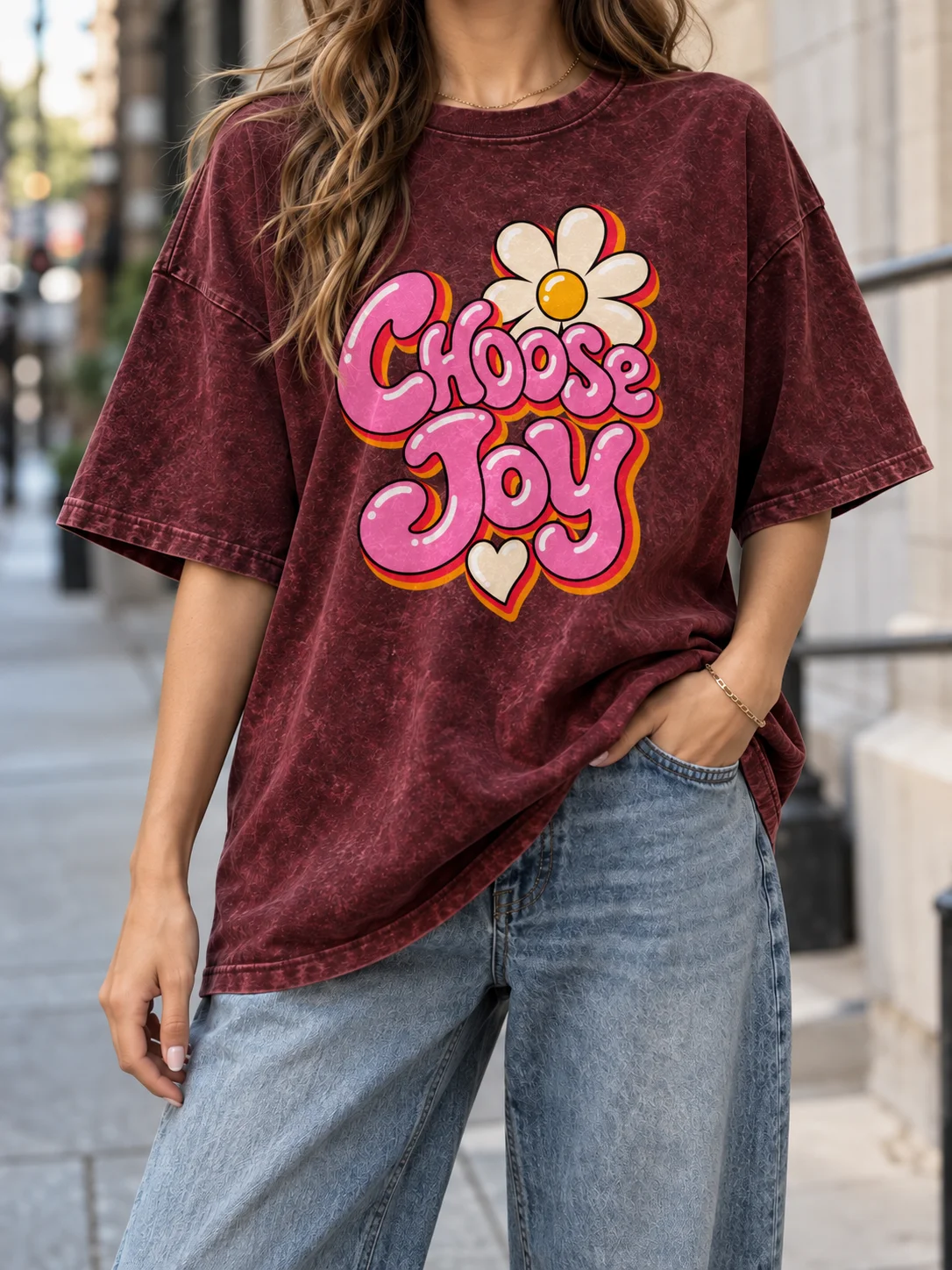 Choose Joy PNG – Retro Daisy Inspirational Shirt Design product image (3)