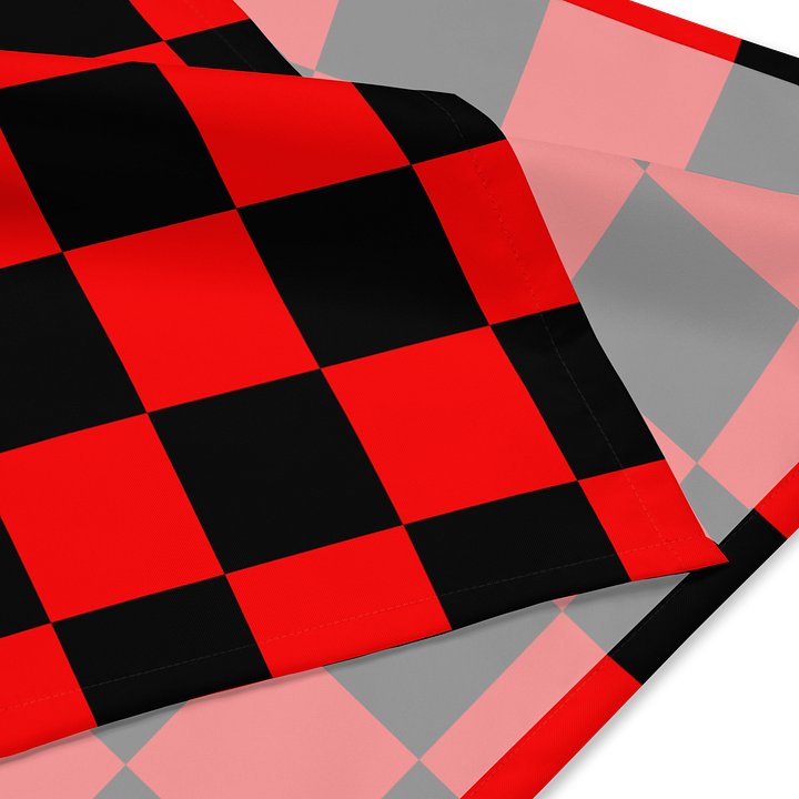 Red Black Checkerboard Bandana, Circus Style Checkers Accessory product image (4)