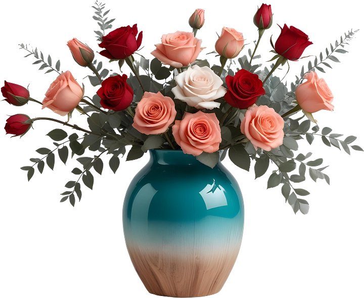Ocean's Romance – Valentine's day Vase with Roses PNG product image (1)