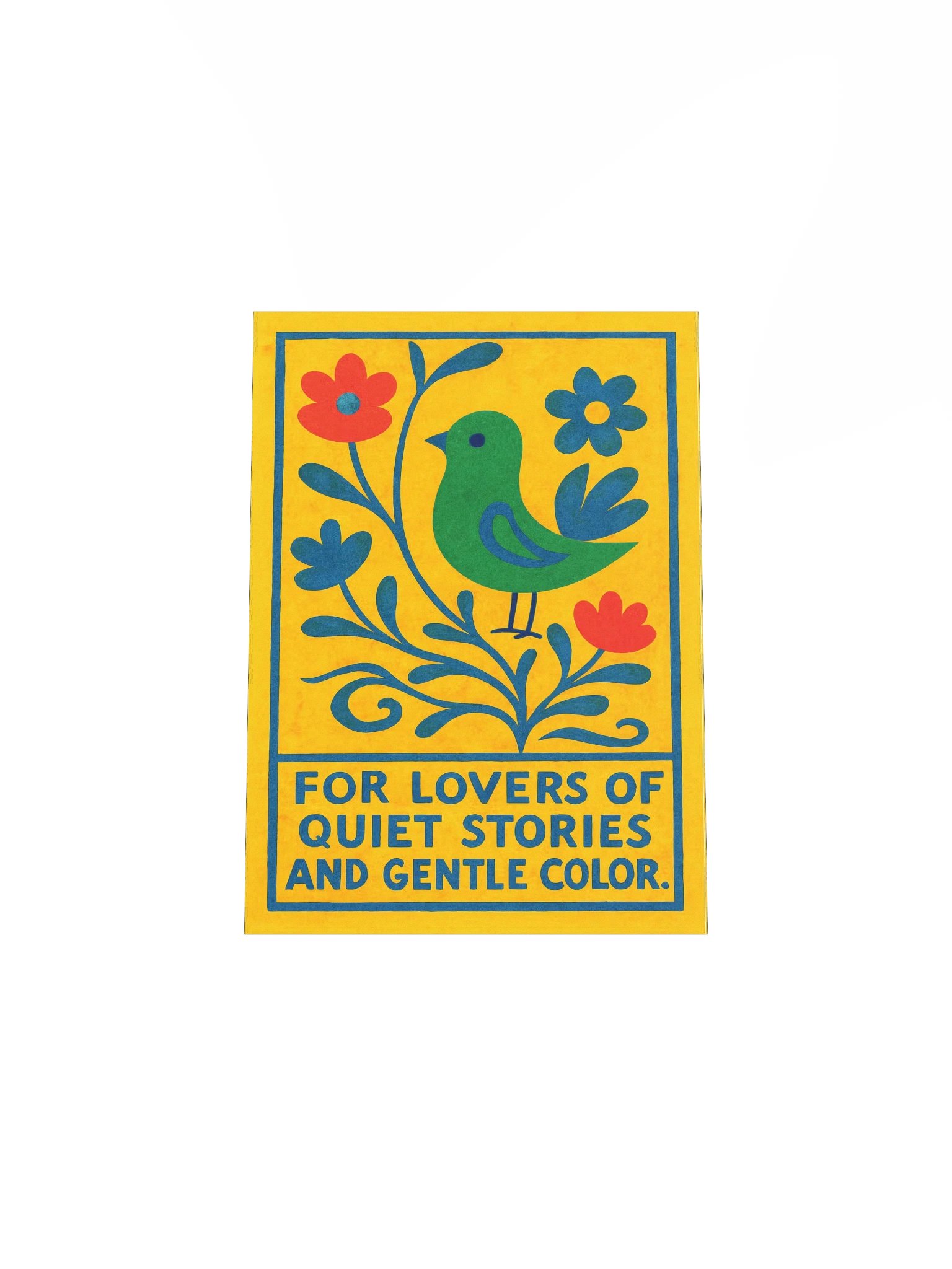 Quiet Bird & Floral Poster – Yellow Background with Gentle Color and Story – by M-Art & Design - Printed Poster product image (23)